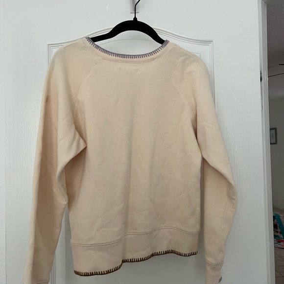 Madewell Ivory Sweatshirt Stitched Trim Edges Colorful Yarn Classic SZ XS - Picture 4 of 4